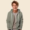 imageDALIX Pizza Embroidered Zip Hoodie Fleece Long Sleeve Pocket Warm Soft MensHeather Stone