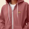 imageDALIX Pizza Embroidered Zip Hoodie Fleece Long Sleeve Pocket Warm Soft MensMauve