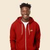 imageDALIX Pizza Embroidered Zip Hoodie Fleece Long Sleeve Pocket Warm Soft MensRed