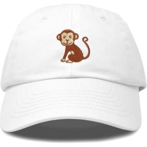 imageDALIX Cute Monkey Kids Hat Embroidered Baseball Cap Girls BoysWhite