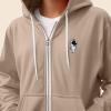 imageDALIX Astronaut Embroidered Hoodie Fleece Sweatshirt Zip Front MensTan