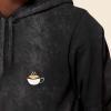 imageDALIX Cappuccino Embroidered Fleece Hoodie Mineral Wash Long Sleeve Sweatshirt MensBlack