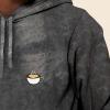 imageDALIX Cappuccino Embroidered Fleece Hoodie Mineral Wash Long Sleeve Sweatshirt MensGray