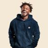 imageDALIX Cappuccino Embroidered Fleece Hoodie Mineral Wash Long Sleeve Sweatshirt MensNavy Blue