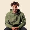 imageDALIX Cappuccino Embroidered Fleece Hoodie Mineral Wash Long Sleeve Sweatshirt MensOlive