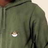 imageDALIX Cappuccino Embroidered Fleece Hoodie Mineral Wash Long Sleeve Sweatshirt MensOlive