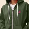 imageDALIX Donut Embroidered Hoodie Fleece Sweatshirt Zip Front MensMilitary Green