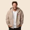 imageDALIX Donut Embroidered Hoodie Fleece Sweatshirt Zip Front MensTan