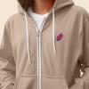 imageDALIX Donut Embroidered Hoodie Fleece Sweatshirt Zip Front MensTan