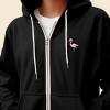 imageDALIX Flamingo Embroidered Zip Hoodie Fleece Long Sleeve Pocket Warm Soft MensBlack