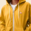 imageDALIX Flamingo Embroidered Zip Hoodie Fleece Long Sleeve Pocket Warm Soft MensGold