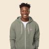 imageDALIX Flamingo Embroidered Zip Hoodie Fleece Long Sleeve Pocket Warm Soft MensHeather Stone