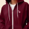 imageDALIX Flamingo Embroidered Zip Hoodie Fleece Long Sleeve Pocket Warm Soft MensMaroon