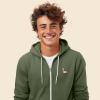 imageDALIX Flamingo Embroidered Zip Hoodie Fleece Long Sleeve Pocket Warm Soft MensMilitary Green