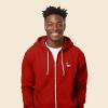 imageDALIX Flamingo Embroidered Zip Hoodie Fleece Long Sleeve Pocket Warm Soft MensRed