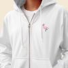 imageDALIX Flamingo Embroidered Zip Hoodie Fleece Long Sleeve Pocket Warm Soft MensWhite