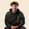 imageDALIX Pixel Heart Embroidered Fleece Hoodie Mineral Wash Long Sleeve Sweatshirt MensBlack