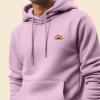 imageDALIX Rainbow Embroidered Fleece Zip Hoodie Cold Fall Winter MensLight Pink