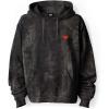 imageDALIX Pixel Heart Embroidered Fleece Hoodie Mineral Wash Long Sleeve Sweatshirt MensBlack