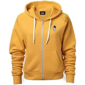 imageDALIX Astronaut Embroidered Hoodie Fleece Sweatshirt Zip Front MensGold
