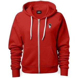 imageDALIX Astronaut Embroidered Hoodie Fleece Sweatshirt Zip Front MensRed