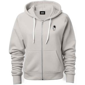 imageDALIX Astronaut Embroidered Hoodie Fleece Sweatshirt Zip Front MensSilver