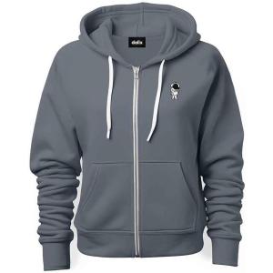 imageDALIX Astronaut Embroidered Hoodie Fleece Sweatshirt Zip Front MensSteel Blue
