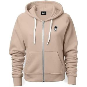 imageDALIX Astronaut Embroidered Hoodie Fleece Sweatshirt Zip Front MensTan