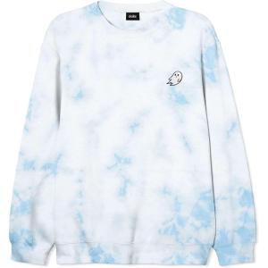 imageDALIX Embroidered Ghost Long Sleeve Tie Dye Pullover Fleece Crewneck Sweatshirt Sweater MenBlue