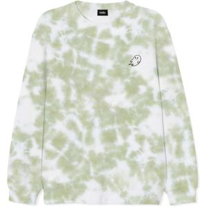 imageDALIX Embroidered Ghost Long Sleeve Tie Dye Pullover Fleece Crewneck Sweatshirt Sweater MenOlive