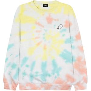 imageDALIX Embroidered Ghost Long Sleeve Tie Dye Pullover Fleece Crewneck Sweatshirt Sweater MenRainbow
