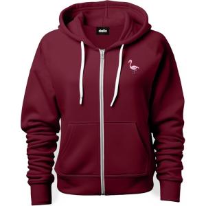 imageDALIX Flamingo Embroidered Zip Hoodie Fleece Long Sleeve Pocket Warm Soft MensMaroon