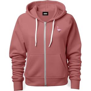 imageDALIX Flamingo Embroidered Zip Hoodie Fleece Long Sleeve Pocket Warm Soft MensMauve