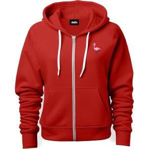 imageDALIX Flamingo Embroidered Zip Hoodie Fleece Long Sleeve Pocket Warm Soft MensRed