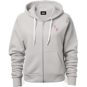 imageDALIX Flamingo Embroidered Zip Hoodie Fleece Long Sleeve Pocket Warm Soft MensSilver