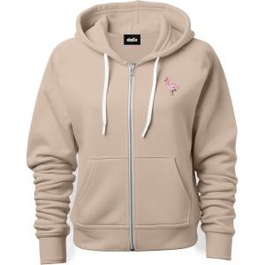 imageDALIX Flamingo Embroidered Zip Hoodie Fleece Long Sleeve Pocket Warm Soft MensTan