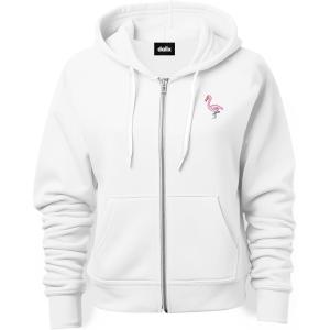 imageDALIX Flamingo Embroidered Zip Hoodie Fleece Long Sleeve Pocket Warm Soft MensWhite