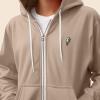 imageDALIX Lightning Bolt Glow in the Dark Embroidered Hoodie Fleece Sweatshirt Zip Front MensTan