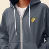 imageDALIX Taco Embroidered Zip Hoodie Fleece Long Sleeve Pocket Warm Soft MensSteel Blue