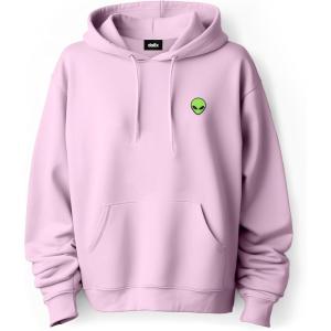imageDALIX Alien Embroidered Fleece Zip Hoodie Cold Fall Winter MensLight Pink