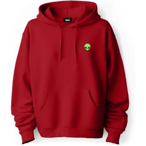 imageDALIX Alien Embroidered Fleece Zip Hoodie Cold Fall Winter MensRed