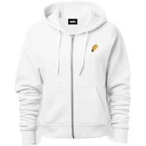 imageDALIX Taco Embroidered Zip Hoodie Fleece Long Sleeve Pocket Warm Soft MensWhite