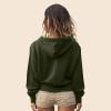 imageDALIX Be Kind Embroidered Fleece Cropped Zip Hoodie Cold Fall Winter WomensMilitary Green