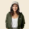 imageDALIX Be Kind Embroidered Fleece Cropped Zip Hoodie Cold Fall Winter WomensMilitary Green