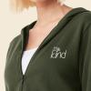 imageDALIX Be Kind Embroidered Fleece Cropped Zip Hoodie Cold Fall Winter WomensMilitary Green