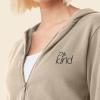 imageDALIX Be Kind Embroidered Fleece Cropped Zip Hoodie Cold Fall Winter WomensTan