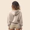 imageDALIX Be Kind Embroidered Fleece Cropped Zip Hoodie Cold Fall Winter WomensTan