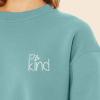 imageDALIX Be Kind Embroidered Fleece Relaxed Boxy Fit Long Sleeve Crewneck Sweatshirt WomensArctic Blue