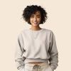 imageDALIX Be Kind Embroidered Fleece Relaxed Boxy Fit Long Sleeve Crewneck Sweatshirt WomensBone