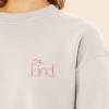 imageDALIX Be Kind Embroidered Fleece Relaxed Boxy Fit Long Sleeve Crewneck Sweatshirt WomensBone